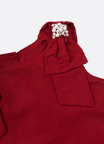 Blusa Tricoline Laços Ombros Bordados