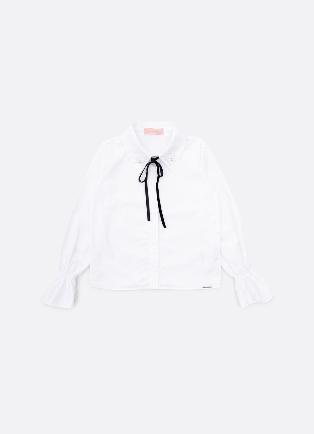 Camisa Tricoline Laços Bordados Veludo