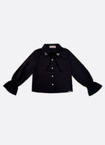 Camisa Tricoline Laços Bordados Veludo