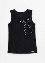 Regata Rib Maxi Laço Veludo Bordados