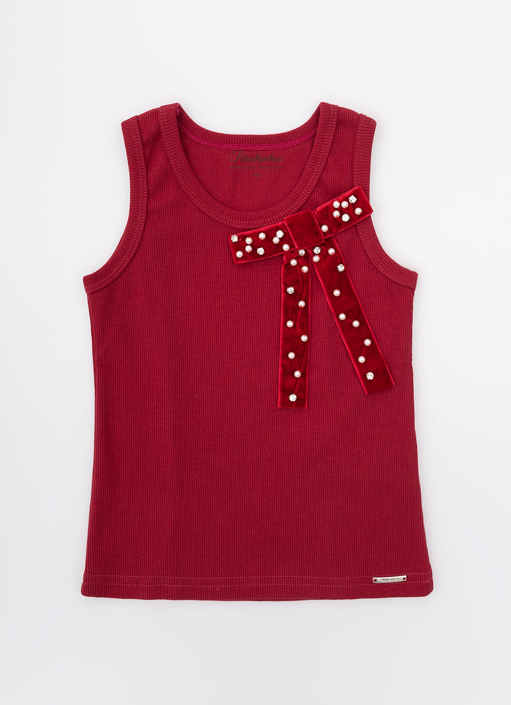 Regata Rib Maxi Laço Veludo Bordados