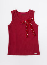 Regata Rib Maxi Laço Veludo Bordados