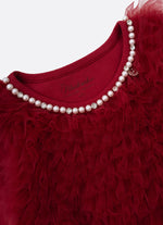 Blusa Rib Frufru Tule Gola Bordada