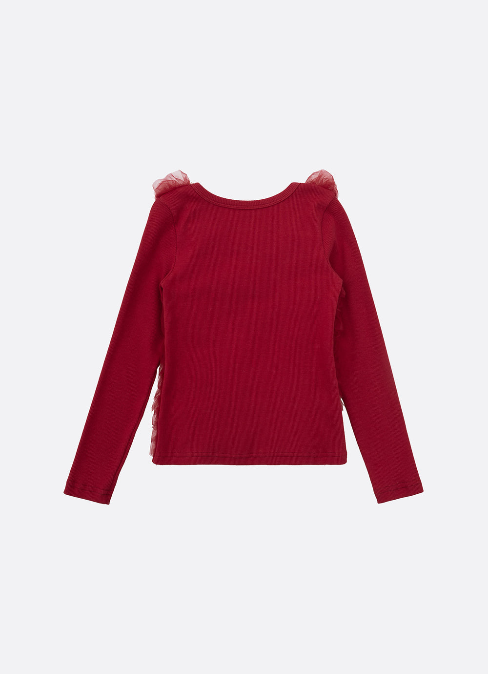 Blusa Rib Frufru Tule Gola Bordada