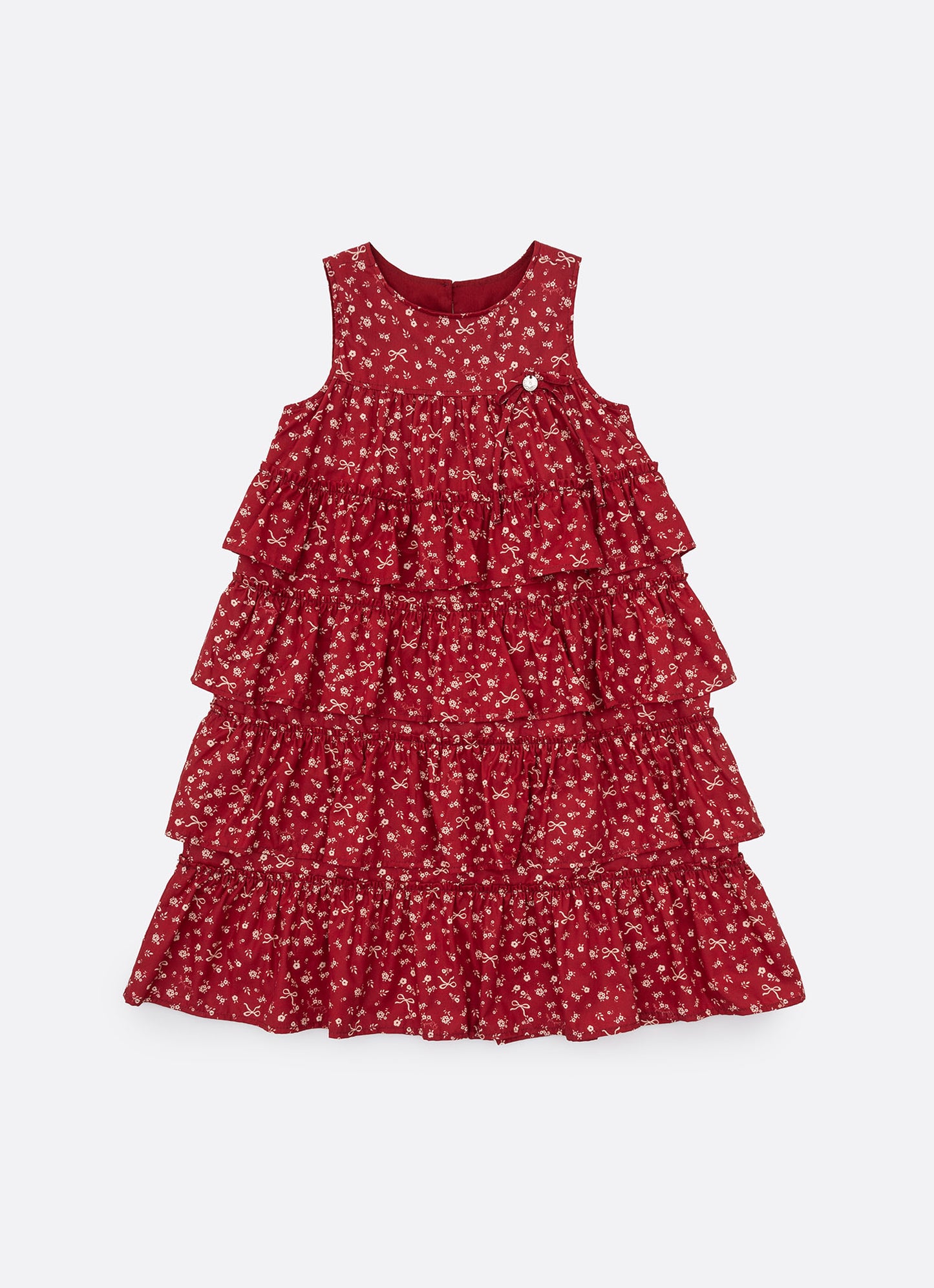 Vestido Algodão Mini Floral Babados