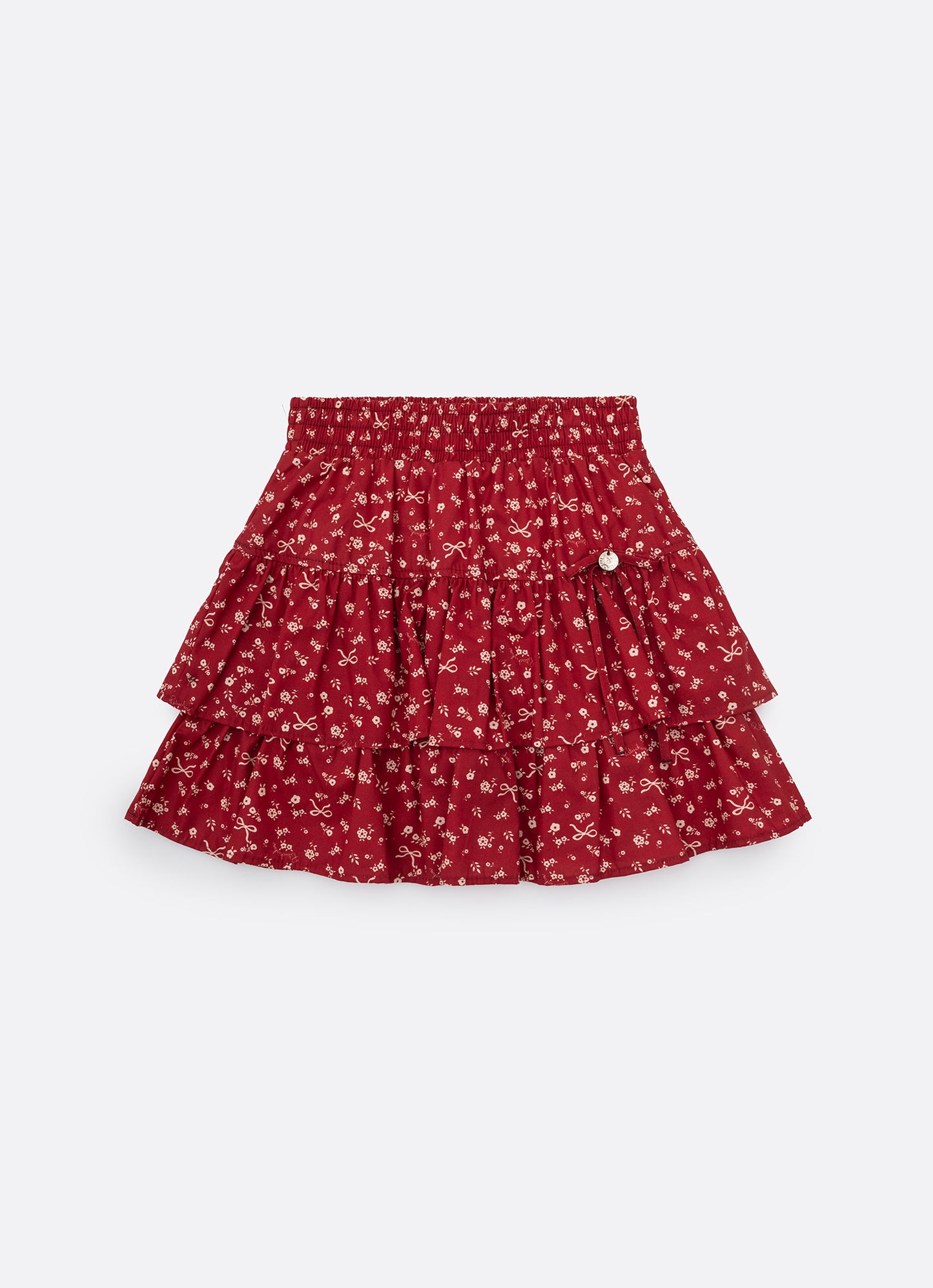 Saia Short Algodão Mini Flores Babados