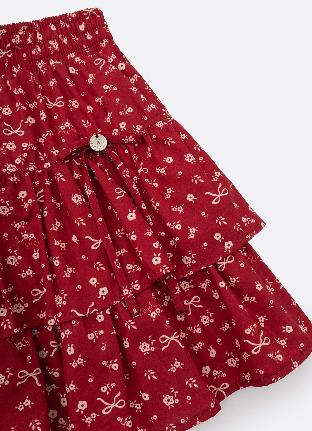 Saia Short Algodão Mini Flores Babados