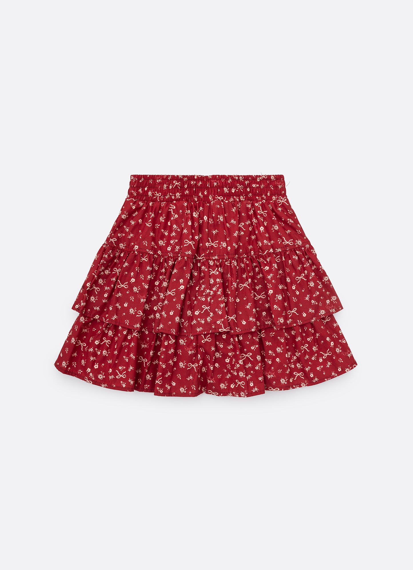 Saia Short Algodão Mini Flores Babados