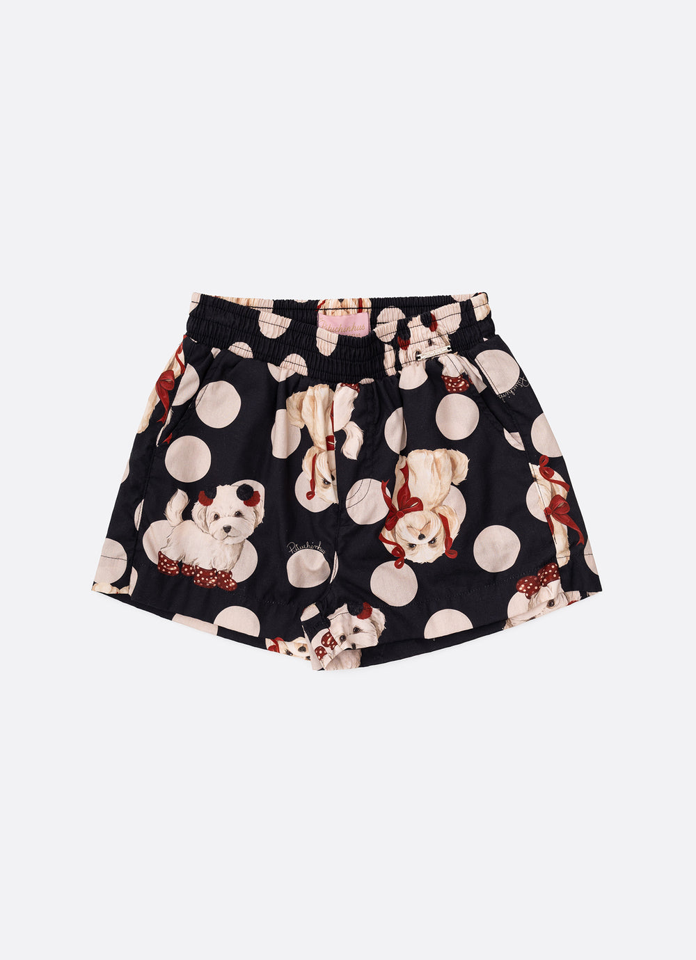 Short Algodão Estampa Poá e Cachorrinhos