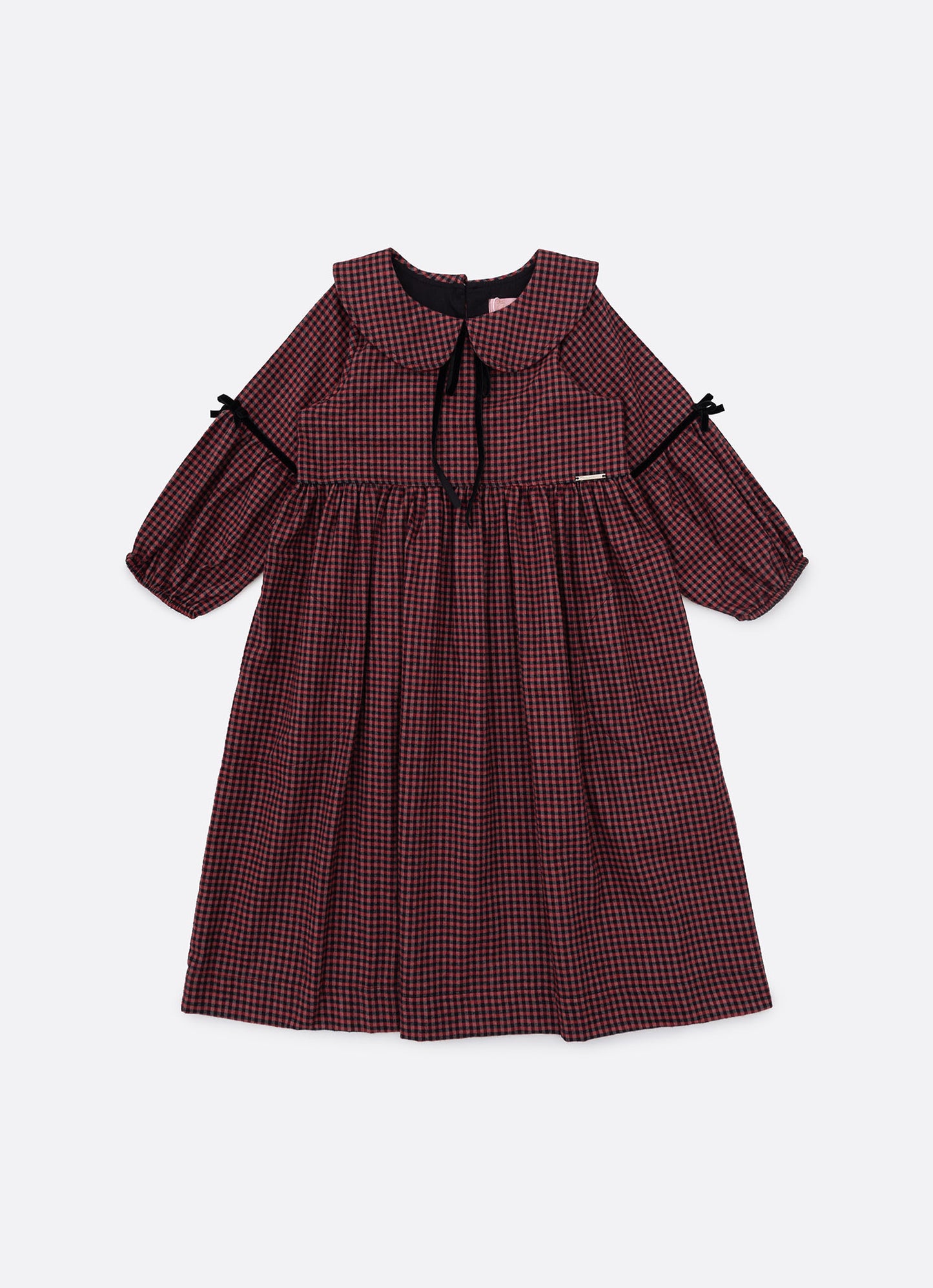 Vestido Xadrez Golinha Laços Veludo