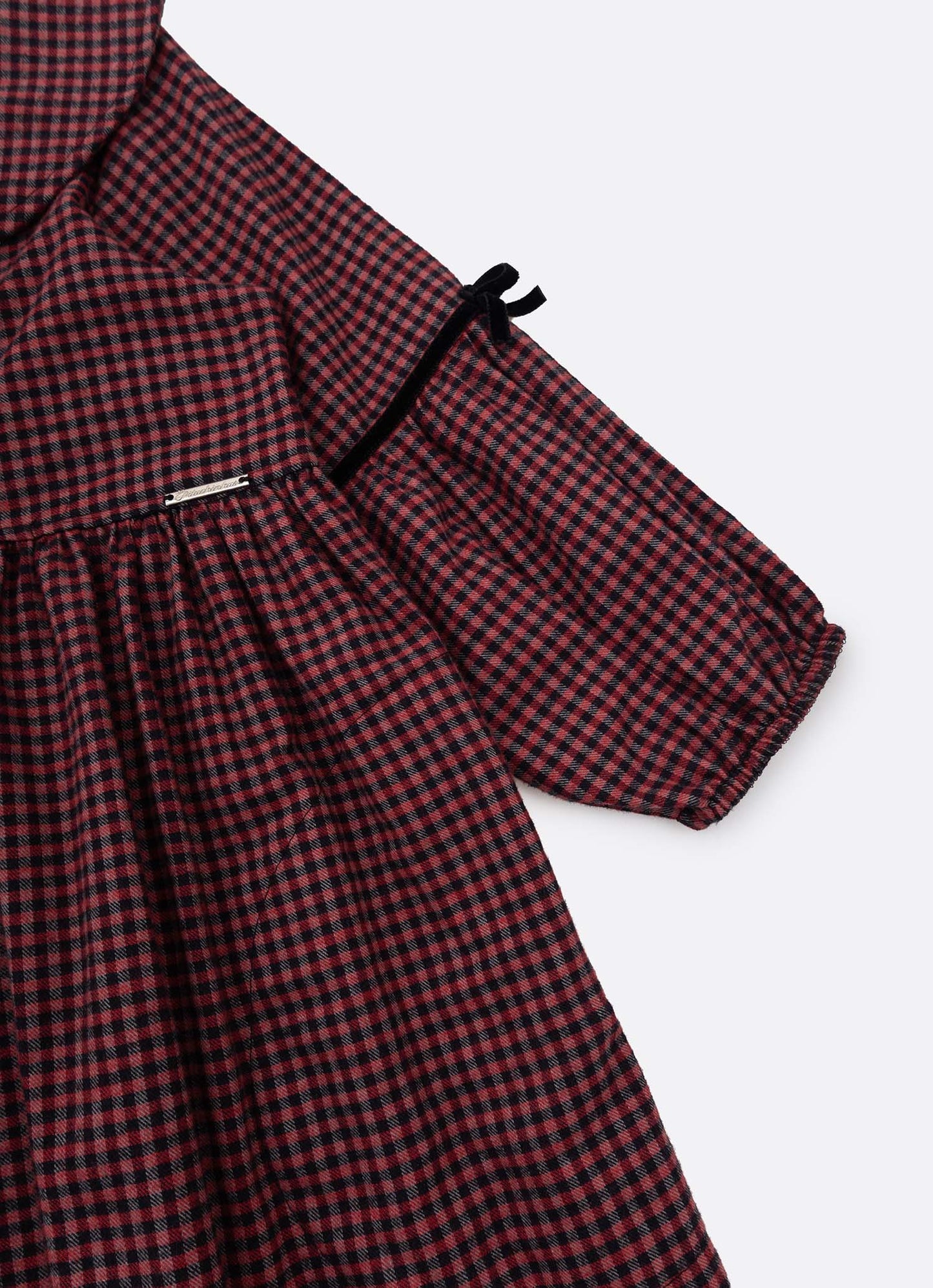 Vestido Xadrez Golinha Laços Veludo