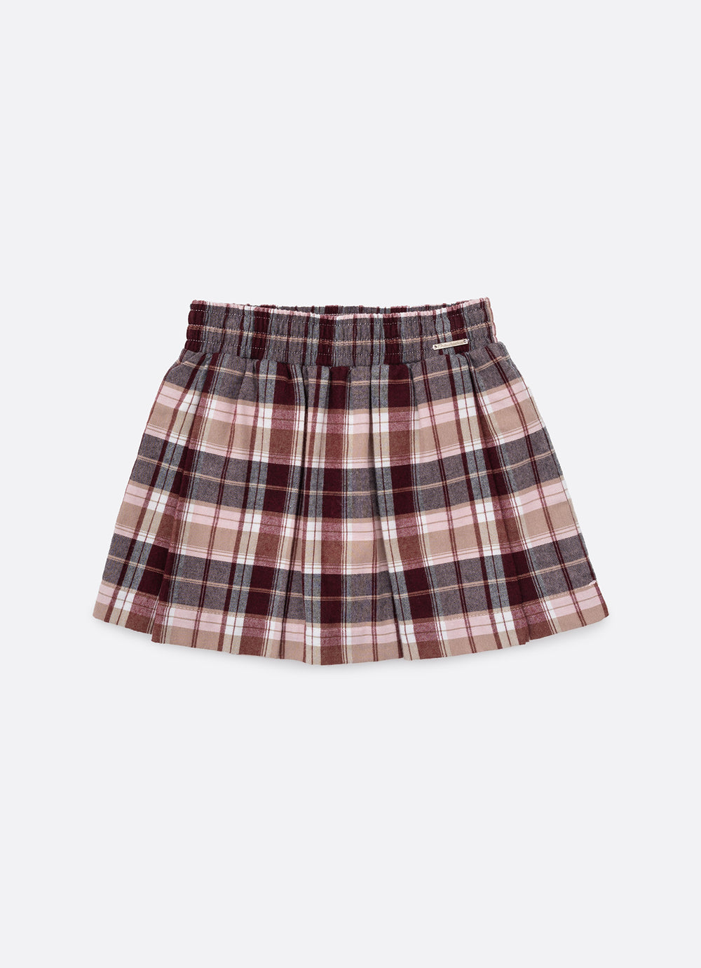 Saia Short Xadrez Cereja Pregas