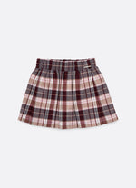 Saia Short Xadrez Cereja Pregas