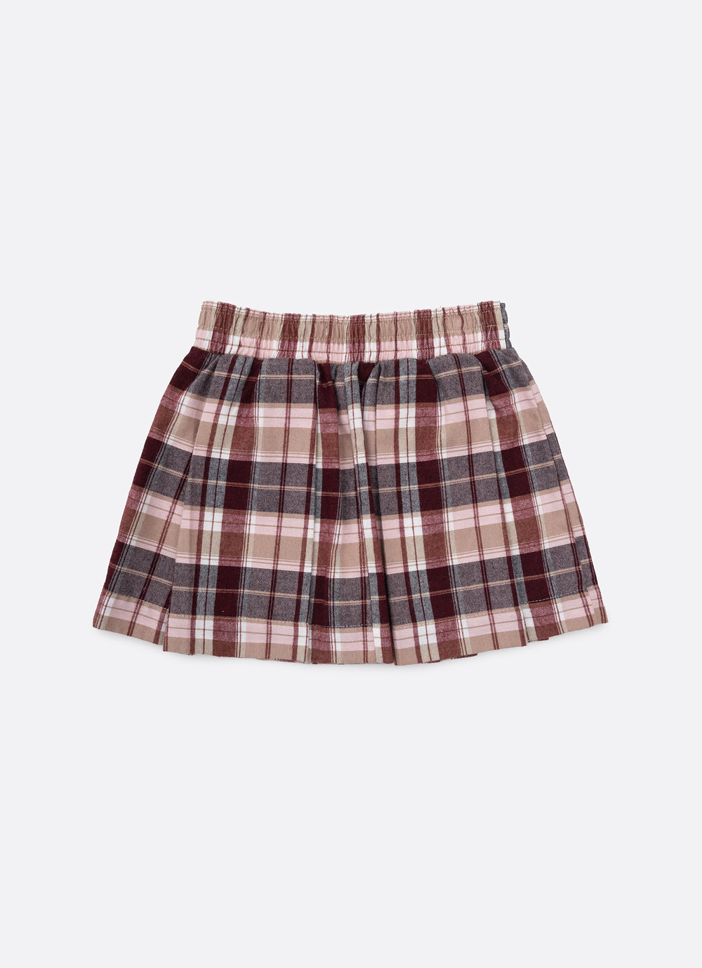 Saia Short Xadrez Cereja Pregas