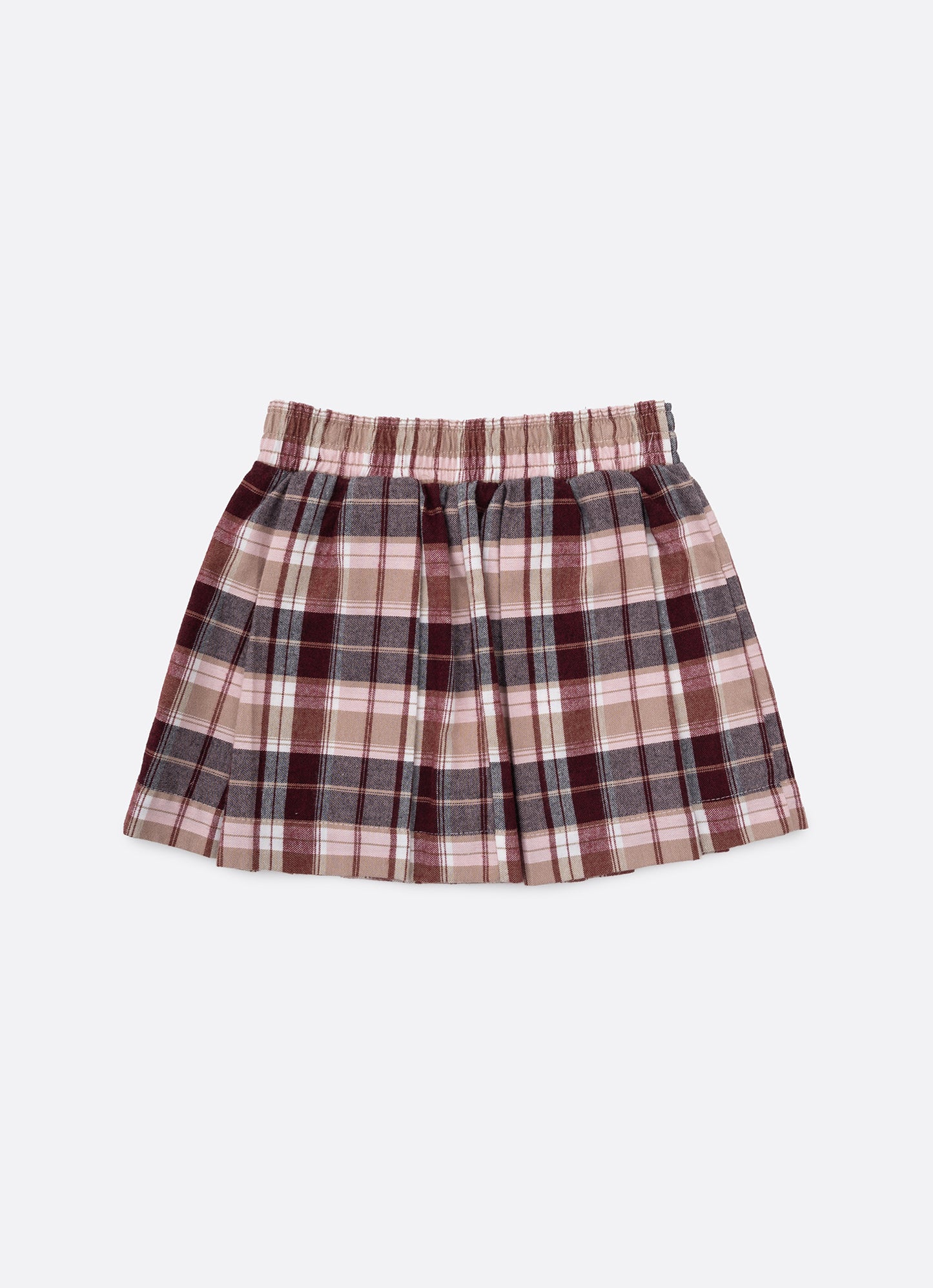 Saia Short Xadrez Cereja Pregas