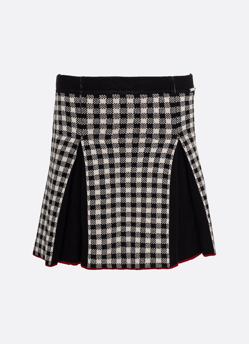 Saia Short Tricot Xadrez Pregas