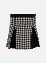 Saia Short Tricot Xadrez Pregas