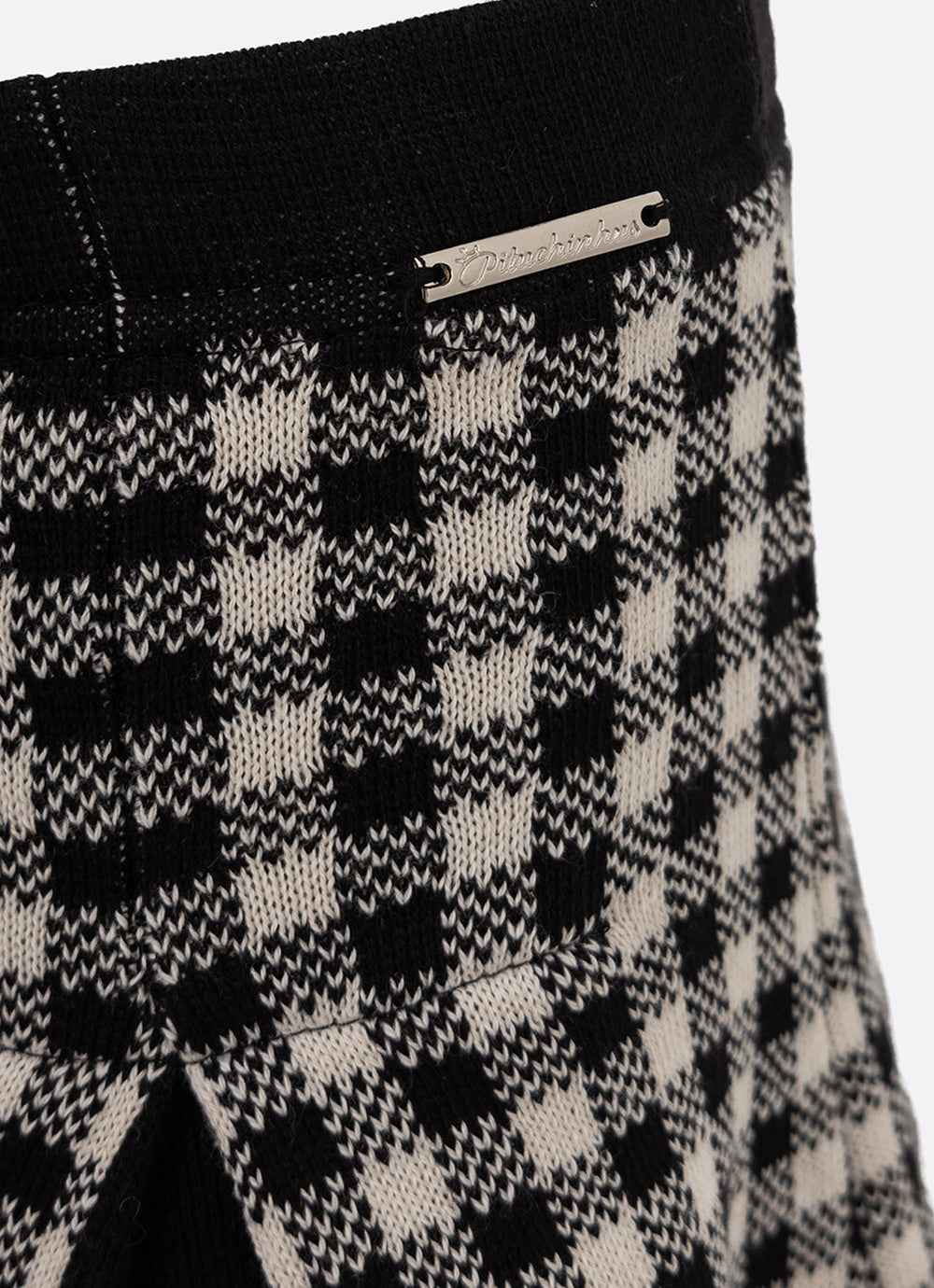 Saia Short Tricot Xadrez Pregas