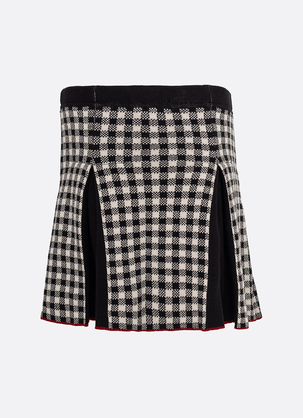 Saia Short Tricot Xadrez Pregas