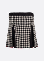 Saia Short Tricot Xadrez Pregas