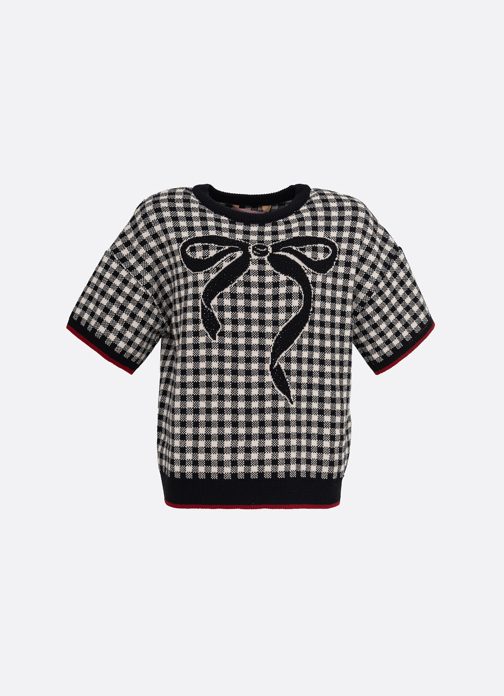 Blusa Tricot Xadrez Laço Cristal