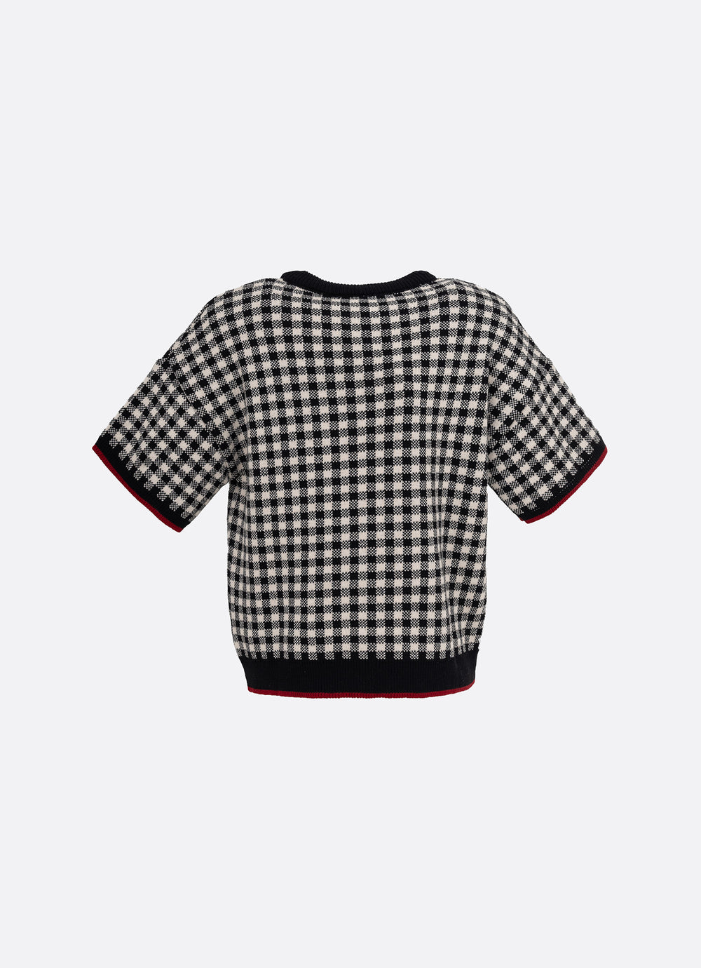 Blusa Tricot Xadrez Laço Cristal