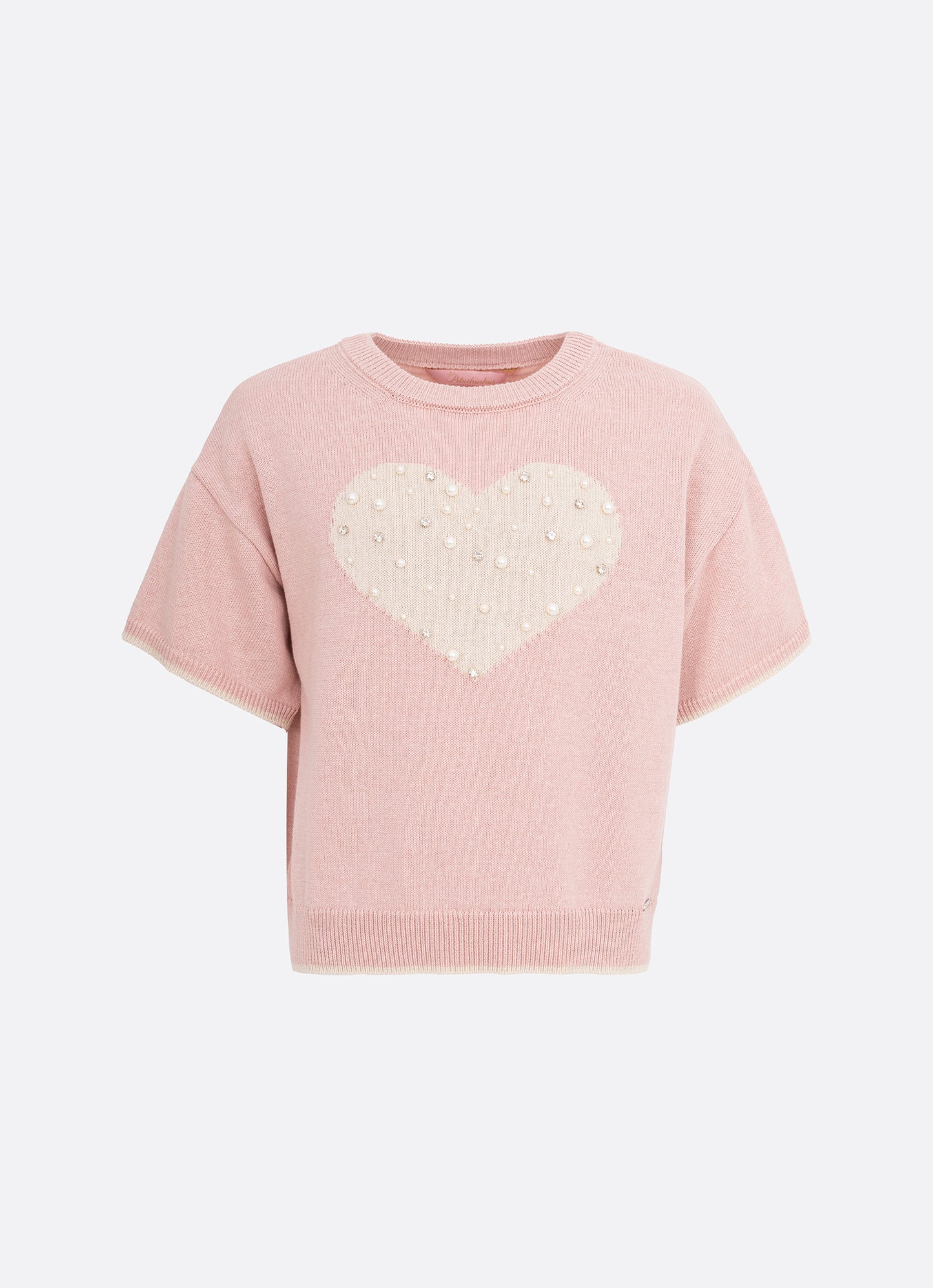 Blusa Tricot Coração Pérolas e Cristais