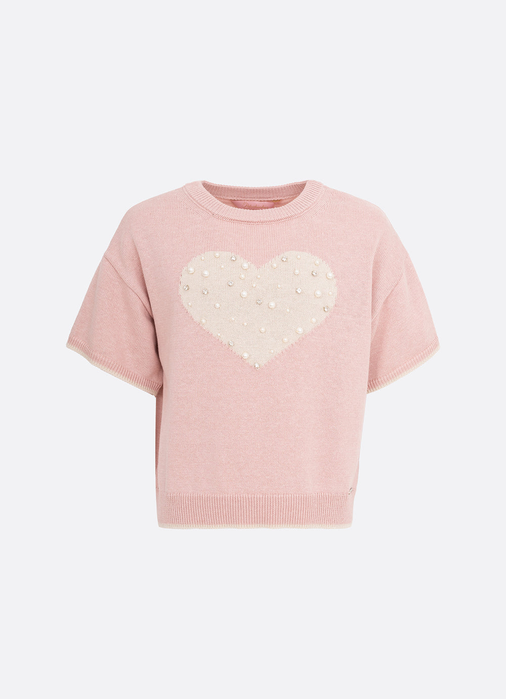 Blusa Tricot Coração Pérolas e Cristais