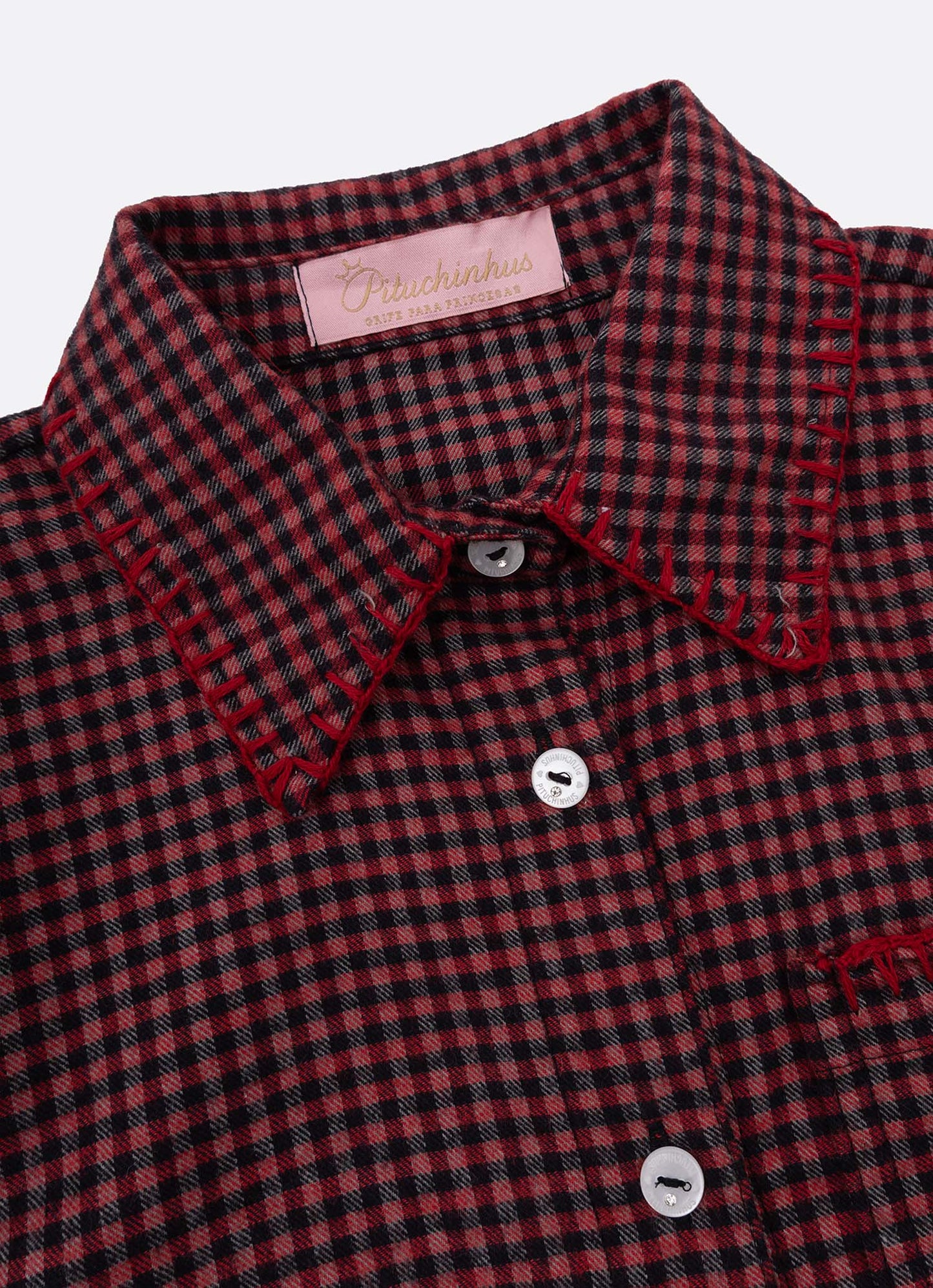 Maxi Camisa Xadrez Patche Cachorrinho