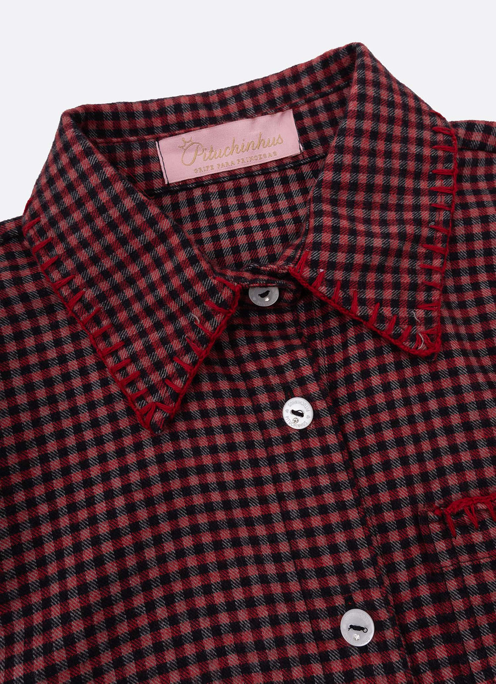 Maxi Camisa Xadrez Patche Cachorrinho