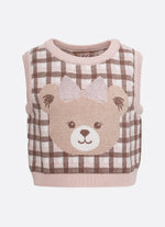 Colete Tricot Xadrez Rosto Ursinha Cristal