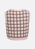 Colete Tricot Xadrez Rosto Ursinha Cristal