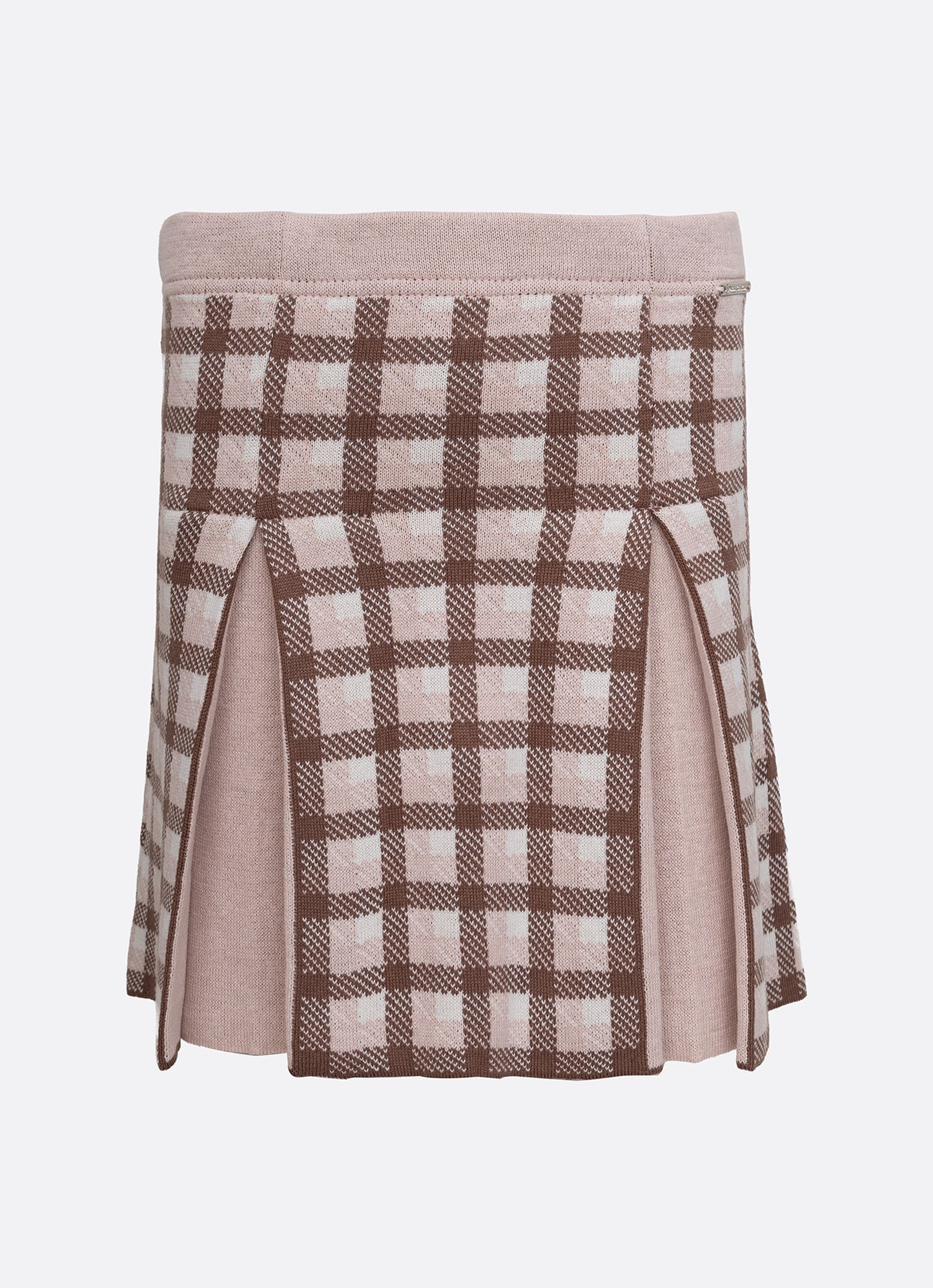Saia Short Tricot Xadrez Pregas