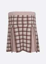Saia Short Tricot Xadrez Pregas