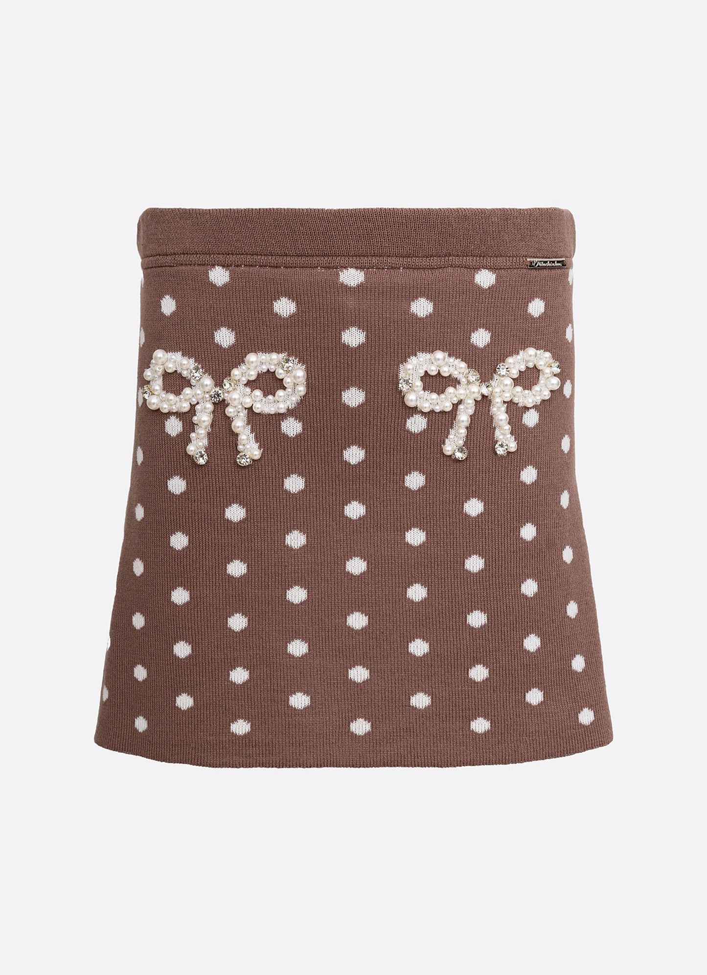 Saia Short Tricot Poá Laços Bordados