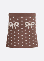 Saia Short Tricot Poá Laços Bordados