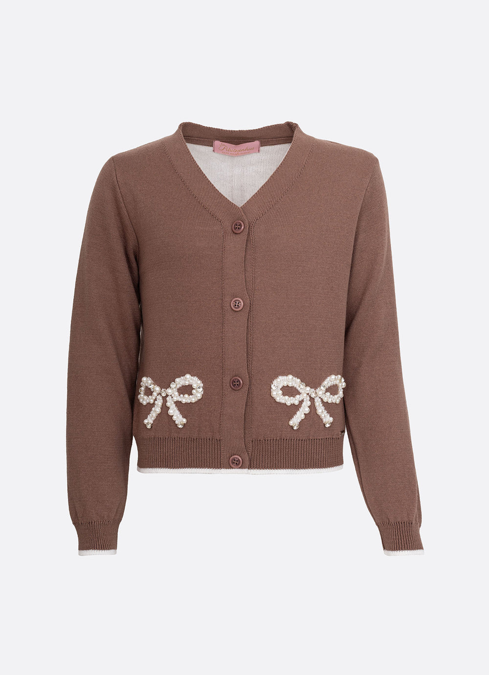 Casaco Tricot Laços Bordados
