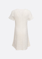 Vestido Tricot Sem Costura Canelado Laço Bordado