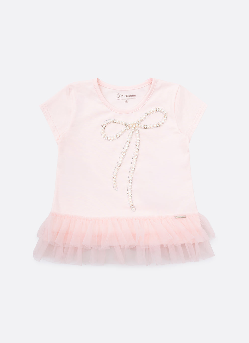 Blusa Cotton Babados Tule Maxi Laço