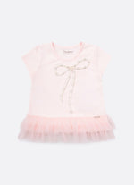 Blusa Cotton Babados Tule Maxi Laço