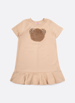 Vestido Moletom Rosto Urso Pele Bordado