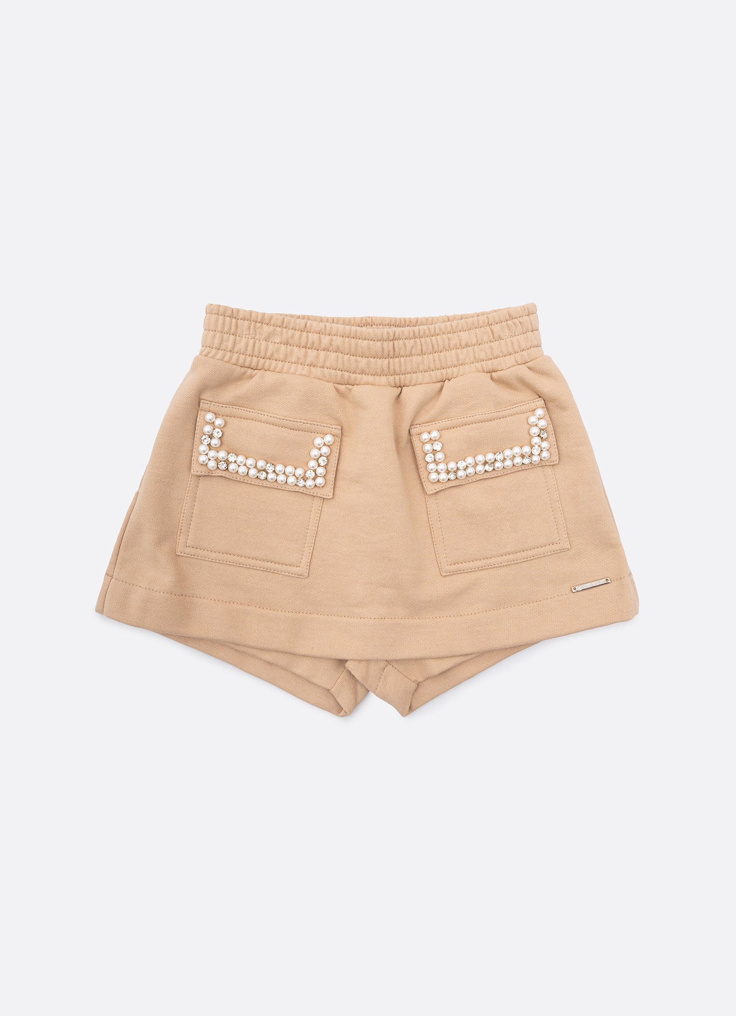 Saia Short Moletom Bolsos Bordados