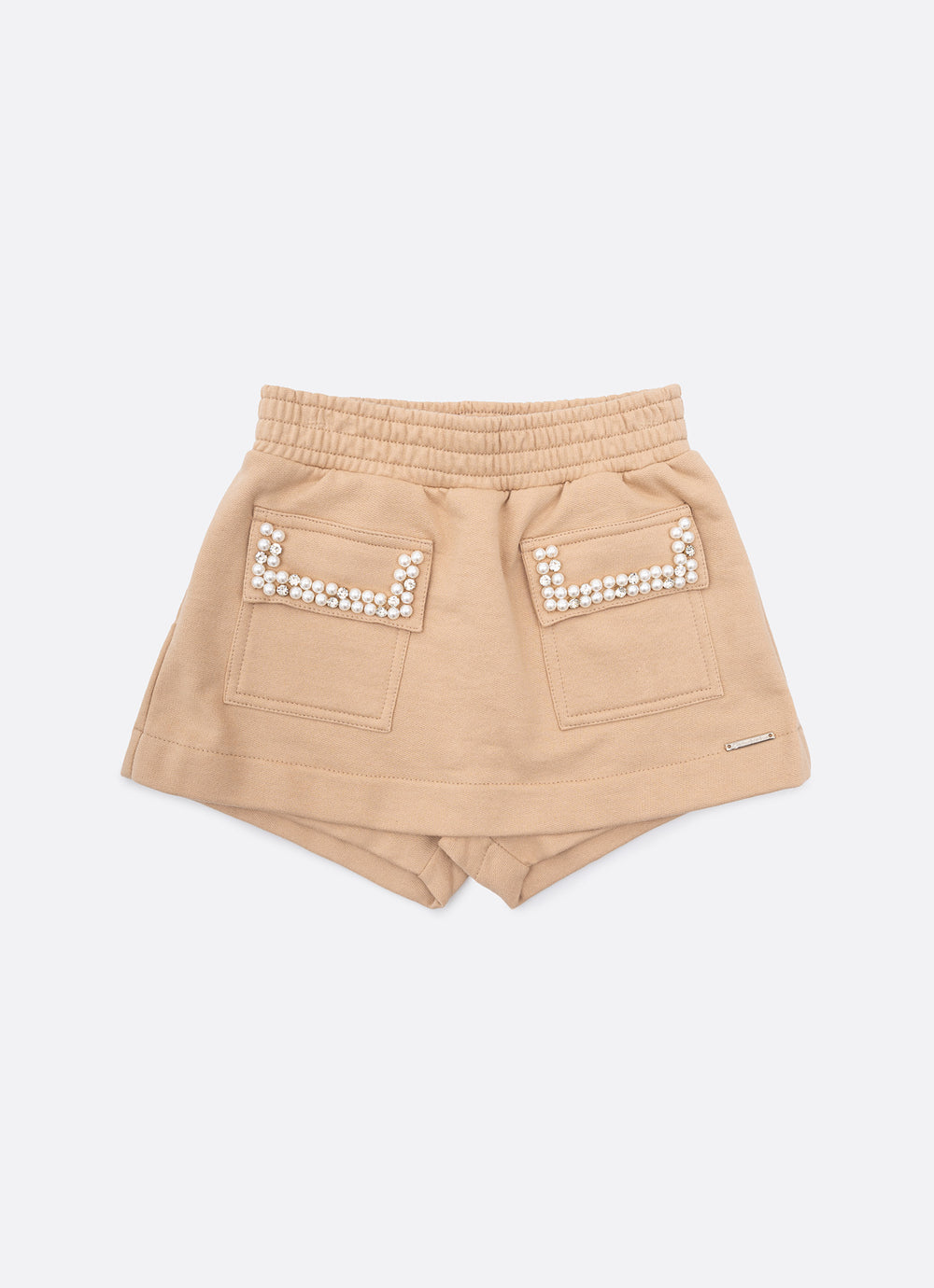 Saia Short Moletom Bolsos Bordados