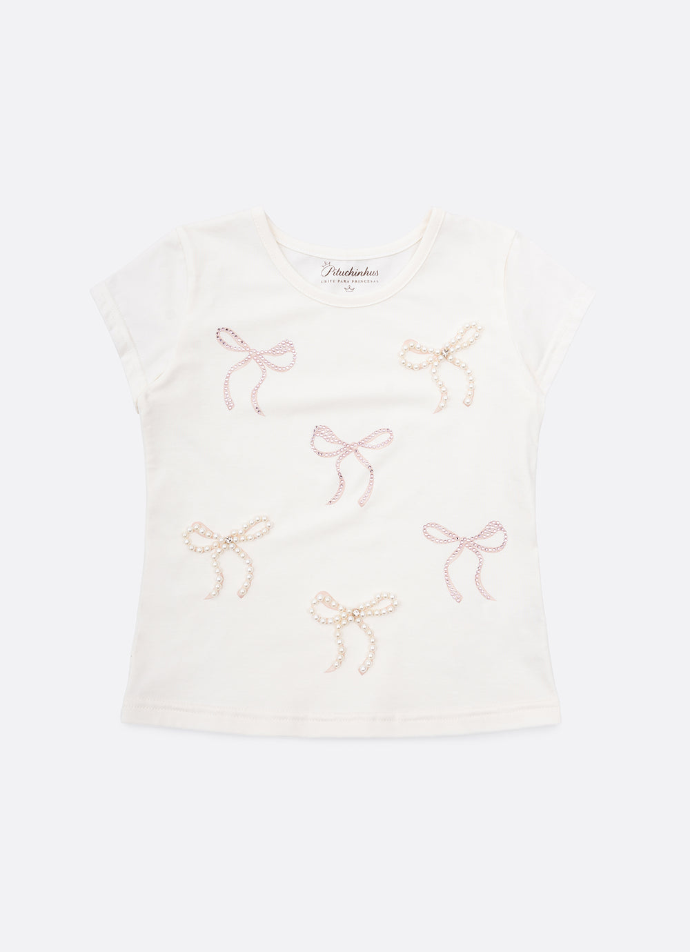 Blusa Cotton Laços Cristal e Pérolas
