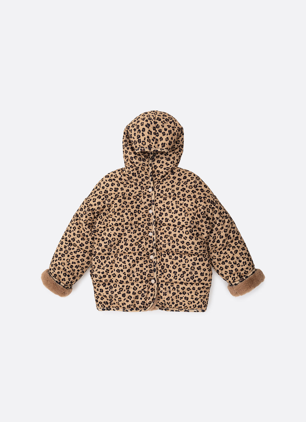 Casaco Puffer Algodão Estampa Onçinha Forro Pele