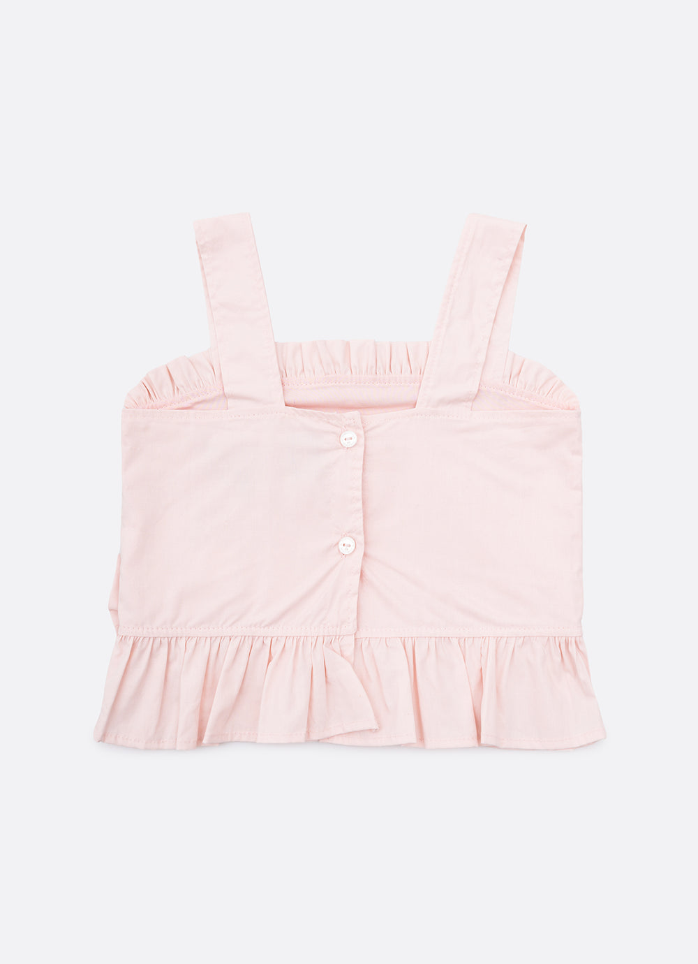 Blusa Cropped Alça Algodão Babado Laço Bordado