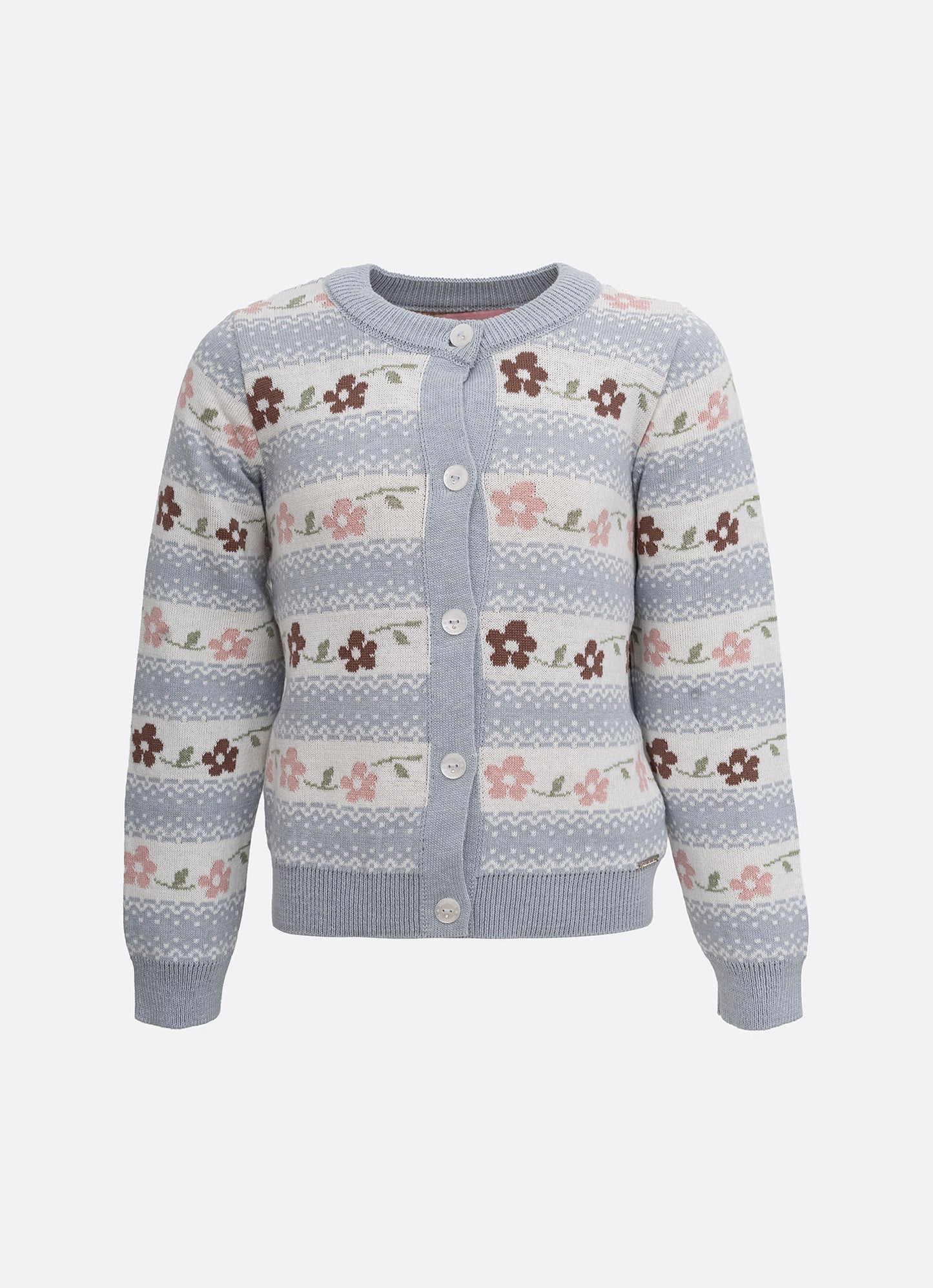Casaco Tricot Listrado Multi Flores