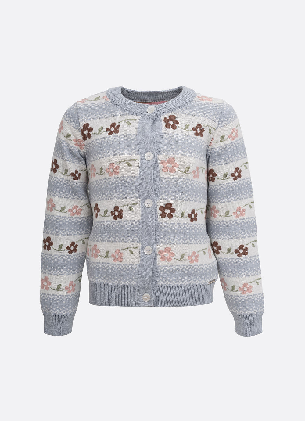 Casaco Tricot Listrado Multi Flores