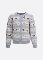 Casaco Tricot Listrado Multi Flores