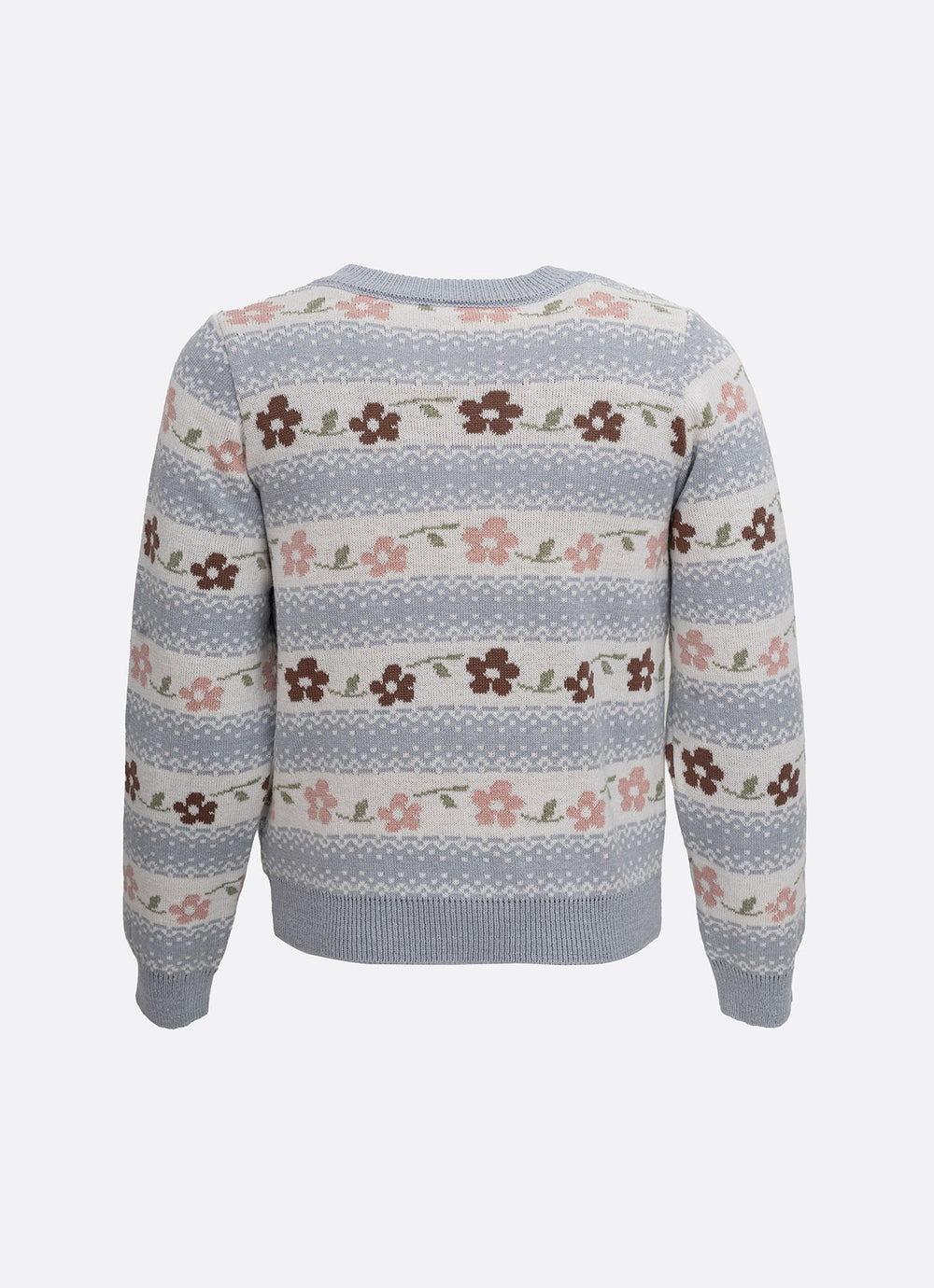 Casaco Tricot Listrado Multi Flores